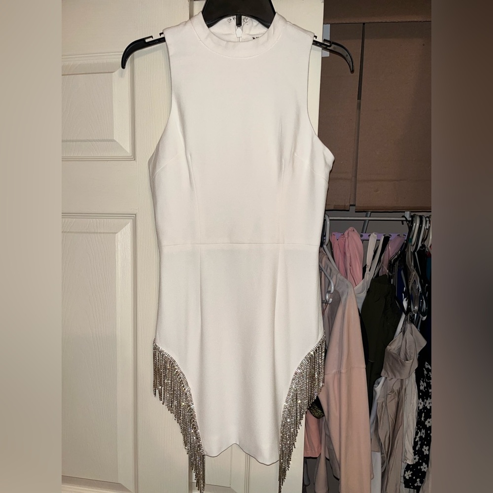 DivaBoutiqueOnline White ‘Got It Going On’ Dress w| Crystal Tassles- NEVER WORN